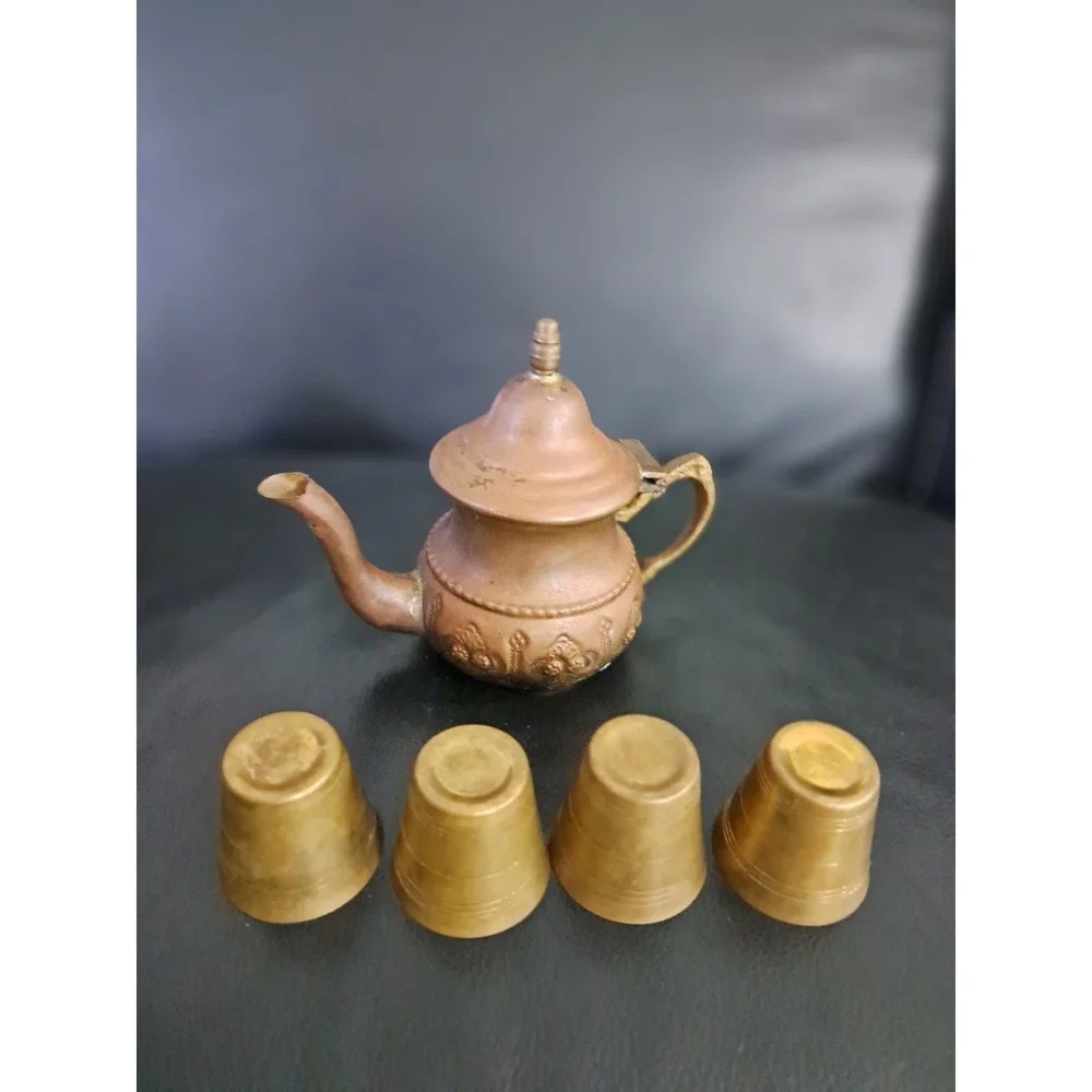 Vintage Brass Dallah Arabic Middle Eastern Etched Coffee Tea Pot‎ 4